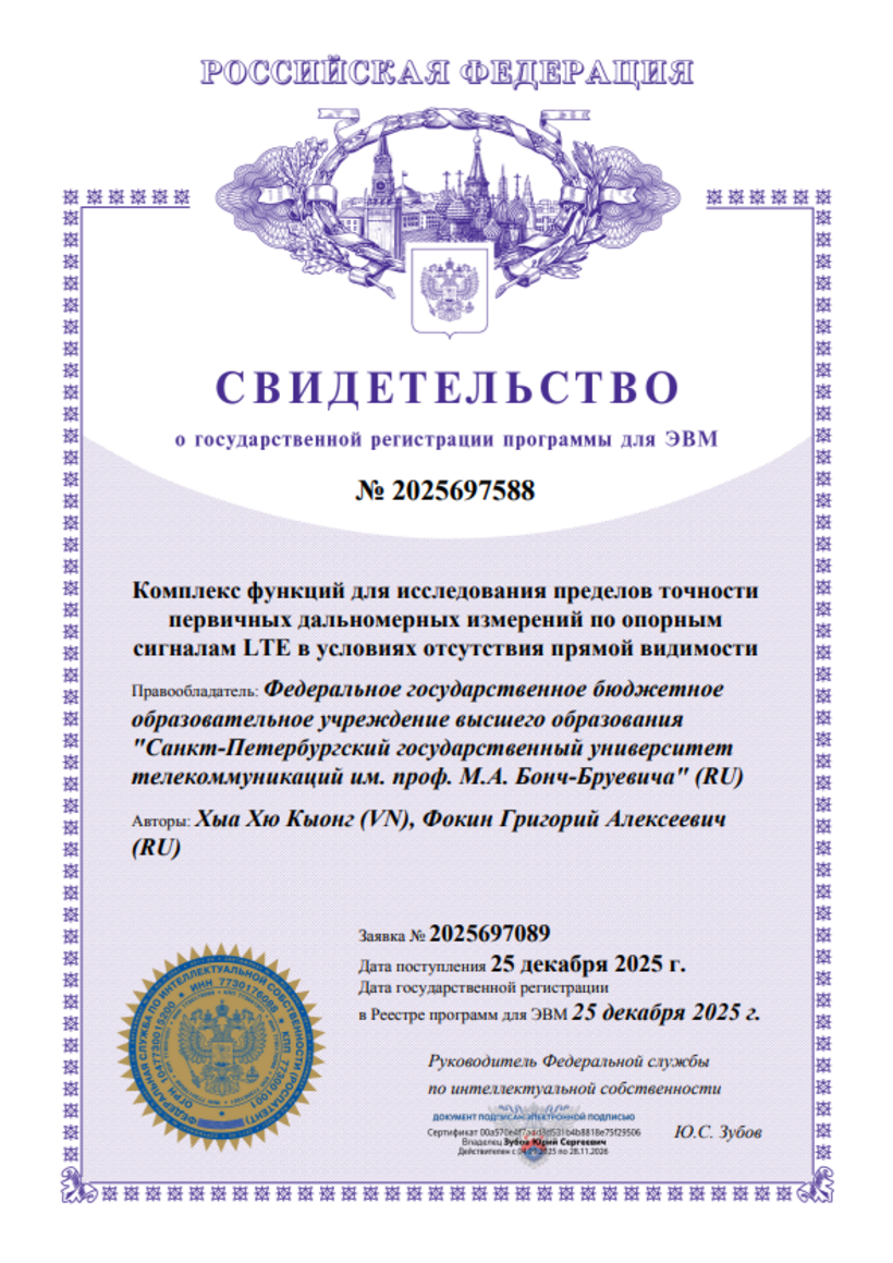 Комплекс функций для исследования пределов точности первичных дальномерных измерений по опорным сигналам LTE в условиях отсутствия прямой видимости